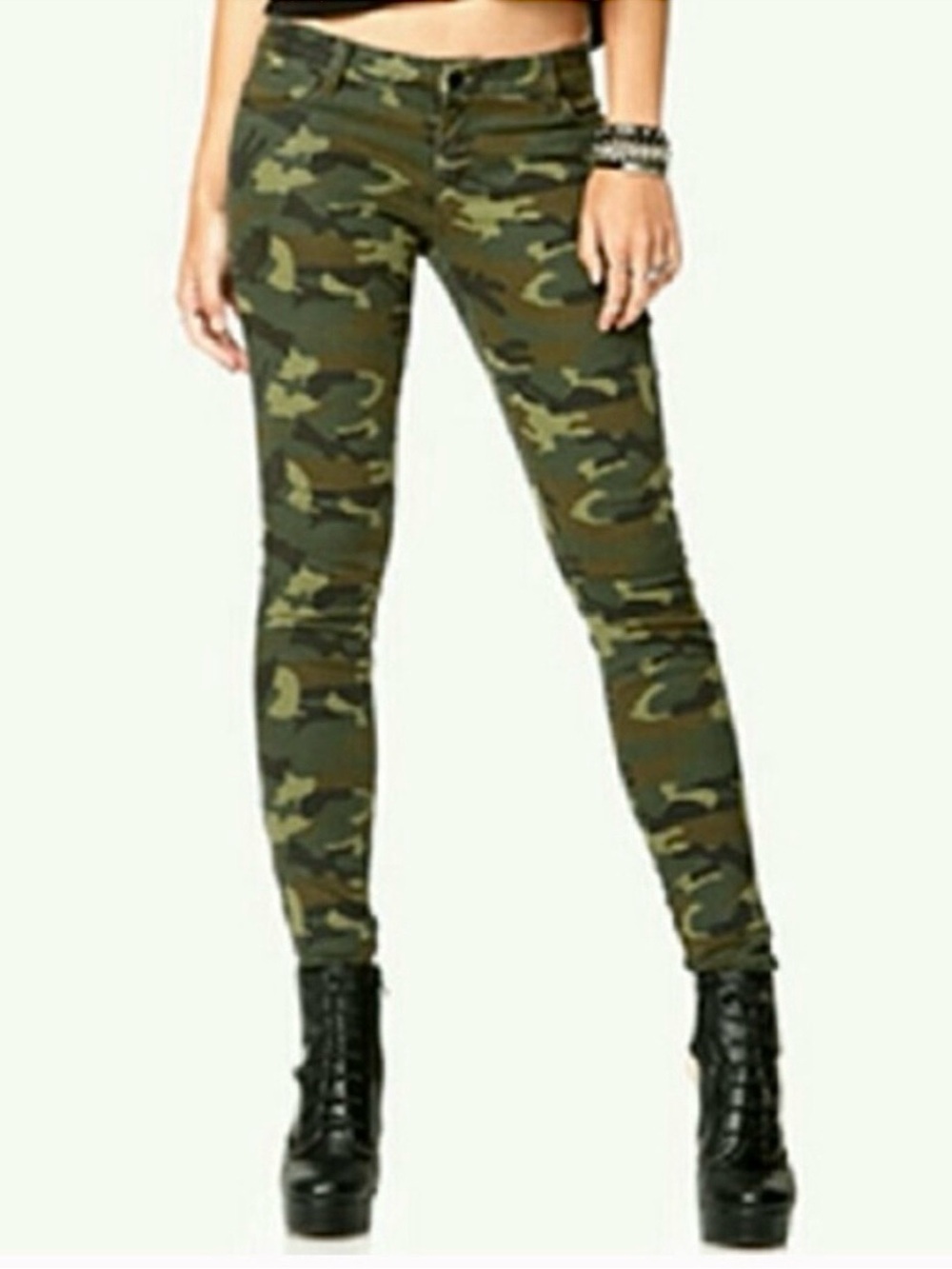 Forever 21 Push-Up Skinny Stretch High Rise Jeans Camouflage Print Size M